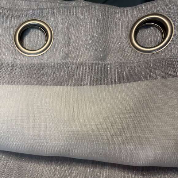 ✨ Allen + Roth 84" Grey Striped Semi-Sheer Grommet Curtain 4 Panels ✨ - Picture 1 of 6